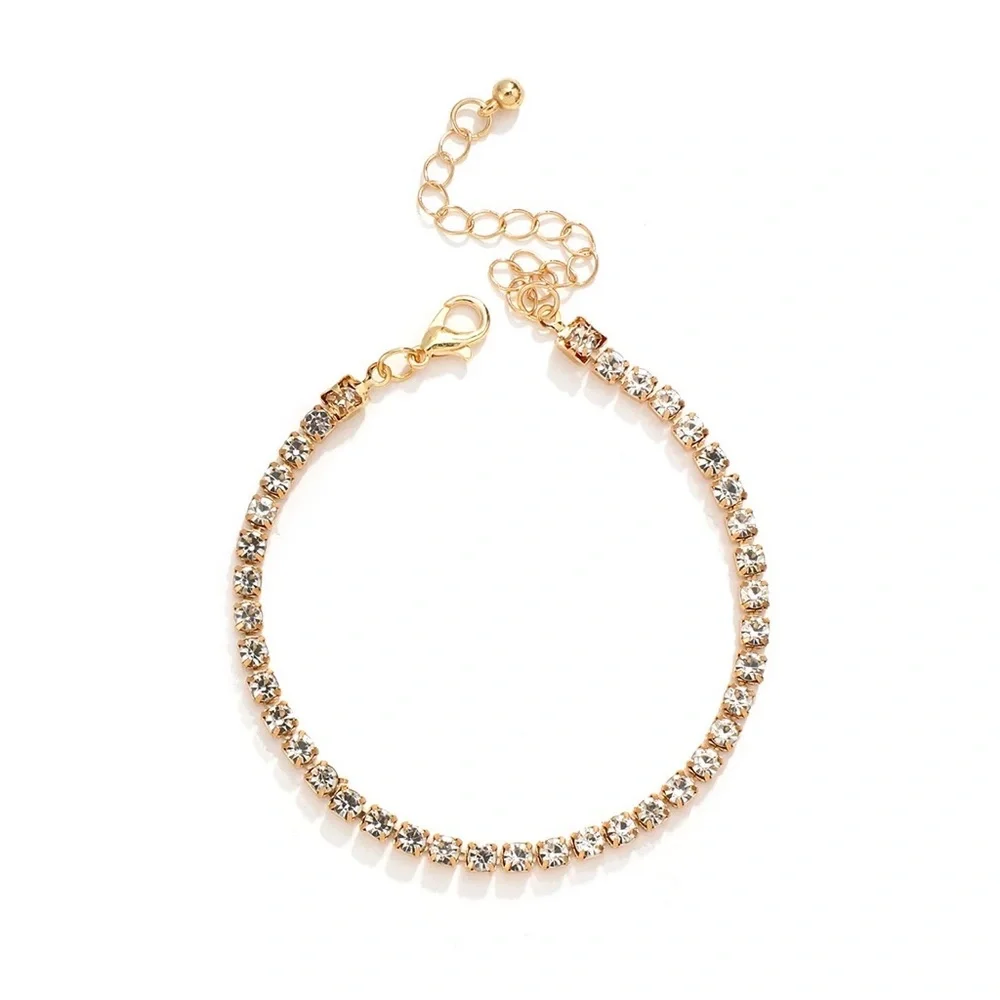 Modern Gold Chain Rhinestone Bracelet Set - Picture 6 of 9